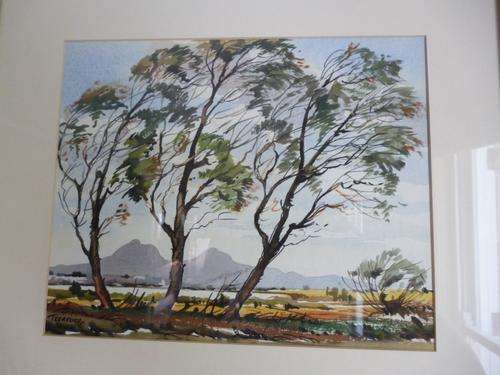 Douglas Treasure (1917-1995)  Windy Day at Kommetjie Cape Town  Signed Watercolour Framed.